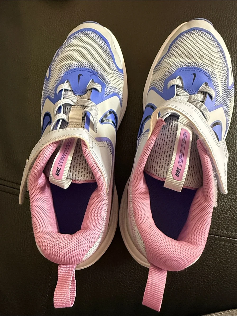 Nike Kids White, Blue & Pink Velcro Sneakers